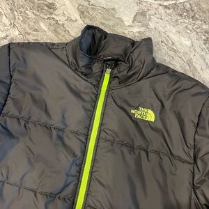 The North Face Charcoal Jacket with Lime Zipper